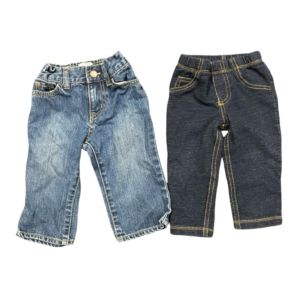 2 Pairs The Childrens Place & Carter's Baby Boy Jean Pants 9-12/12 Months Bundle